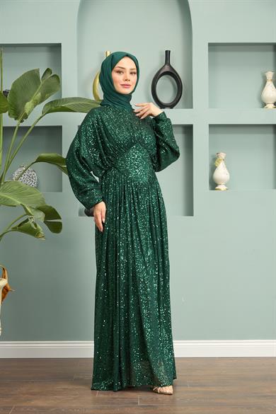 Sequin Sequin Evening Dress - Emerald Green
