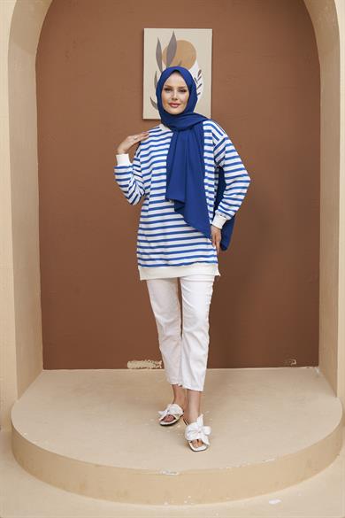 Colorful Sweatshirt - Saks Blue