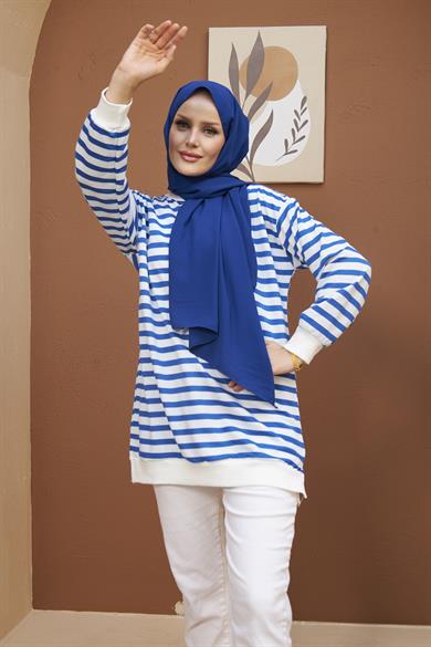 Colorful Sweatshirt - Saks Blue