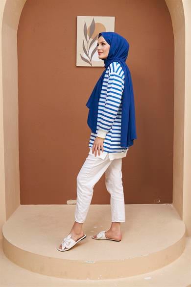 Colorful Sweatshirt - Saks Blue