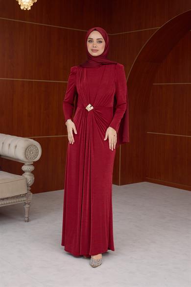Salkım Özel Tasarım Abiye - Bordo