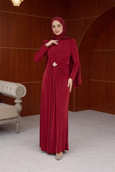 Salkım Özel Tasarım Abiye - Bordo