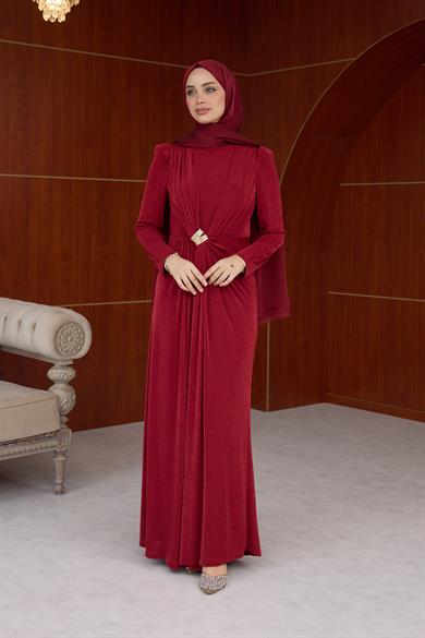 Salkım Özel Tasarım Abiye - Bordo