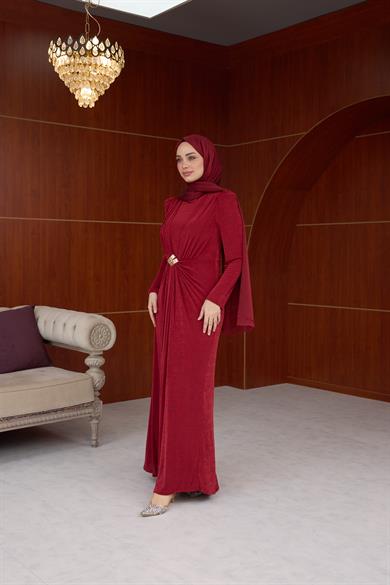 Salkım Özel Tasarım Abiye - Bordo