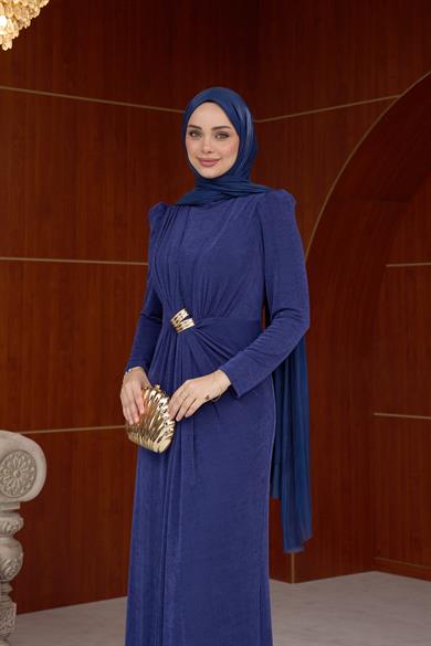 Salkım Özel Tasarım Abiye - Lacivert