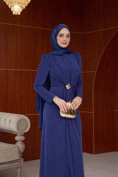 Salkım Özel Tasarım Abiye - Lacivert