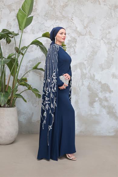 Sarah Tesettür Abiye - Lacivert