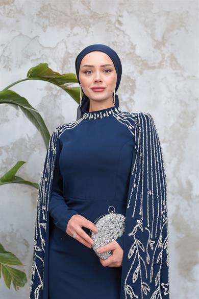 Sarah Tesettür Abiye - Lacivert