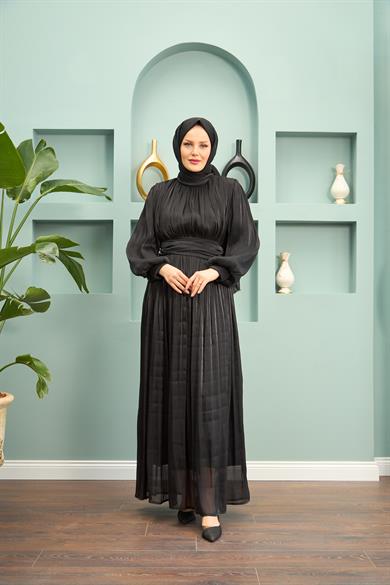 Saye Belden Bağlamalı Abiye - Siyah