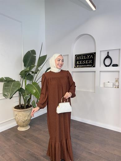 Seçil Elbise - Kahverengi