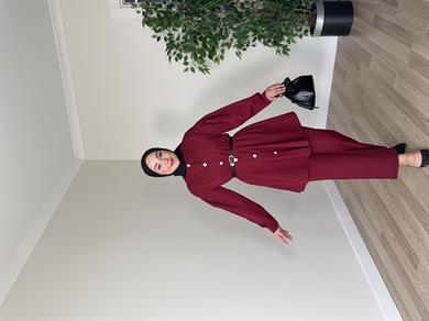 Selinay Pantolon Takım - Bordo