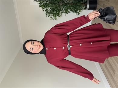 Selinay Pantolon Takım - Bordo