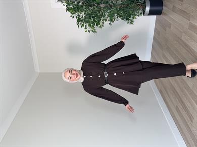 Selinay Pantolon Takım - Kahverengi