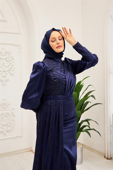 Semiha Evening Dress - Navy Blue