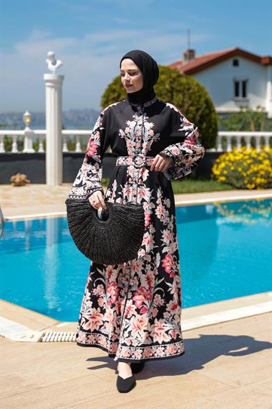 Semra Elbise - Siyah-Eflatun