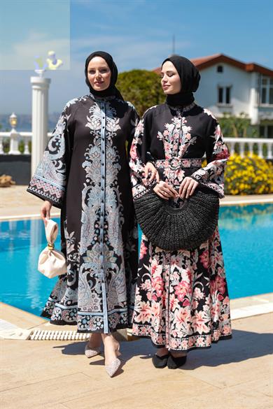 Semra Elbise - Siyah-Mavi