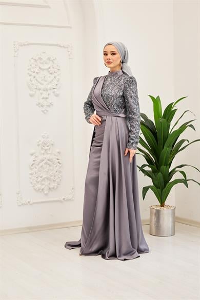 Serap Evening Dress - Gray