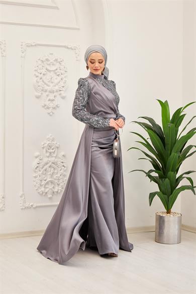 Serap Evening Dress - Gray