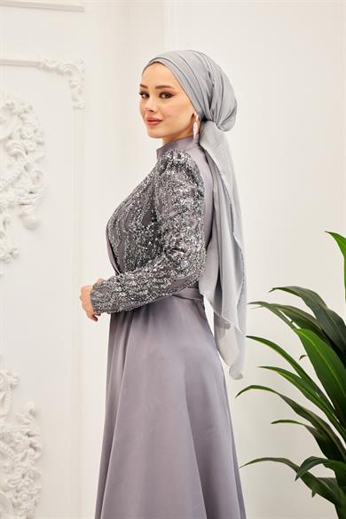 Serap Evening Dress - Gray