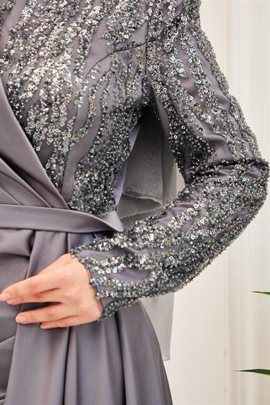 Serap Evening Dress - Gray
