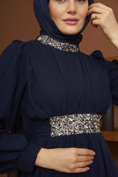 Şeyma Evening Dress - Navy Blue