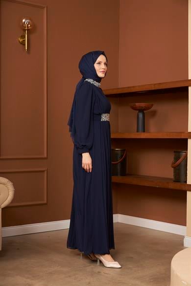 Şeyma Evening Dress - Navy Blue