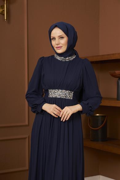 Şeyma Evening Dress - Navy Blue