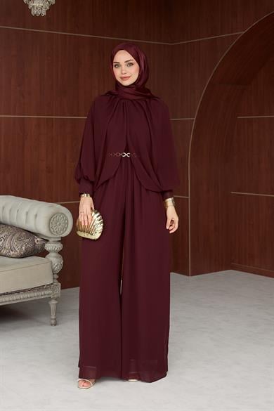 Şifon Kemer Detay Tulum - Bordo