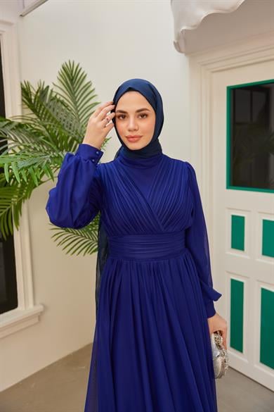 Sinem Pilise Detay Abiye - Saks Mavi
