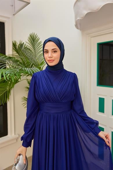 Sinem Pilise Detay Abiye - Saks Mavi