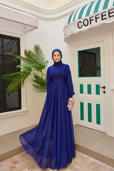 Sinem Pilise Detay Abiye - Saks Mavi