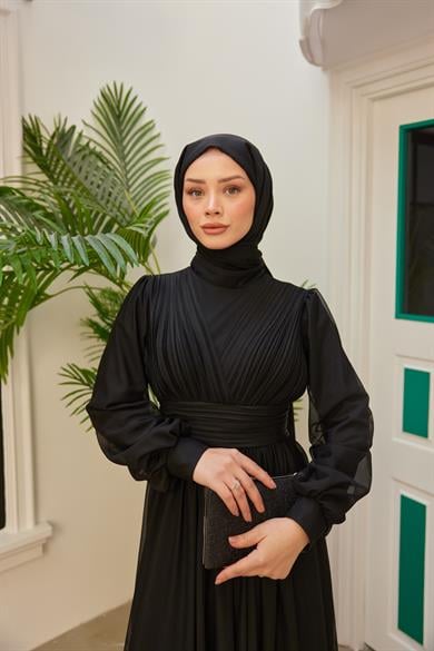 Sinem Pilise Detay Abiye - Siyah