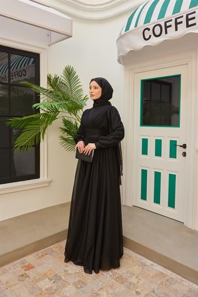 Sinem Pilise Detay Abiye - Siyah