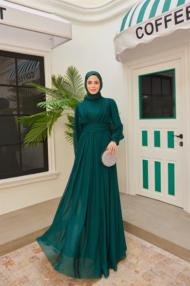 Sinem Pilise Detay Abiye - Zümrüt Yeşil
