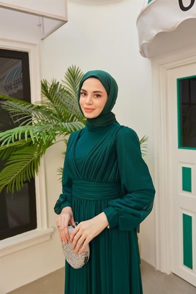 Sinem Pilise Detay Abiye - Zümrüt Yeşil