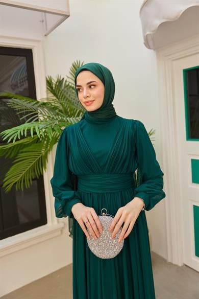 Sinem Pilise Detay Abiye - Zümrüt Yeşil