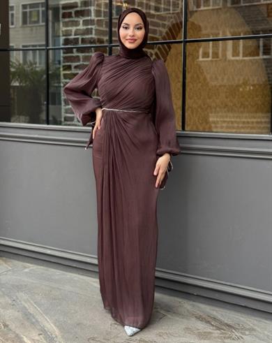 Sinem Taş Detay Abiye - Kahverengi