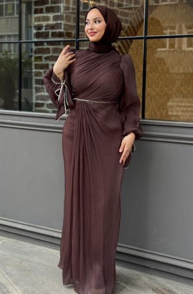 Sinem Taş Detay Abiye - Kahverengi