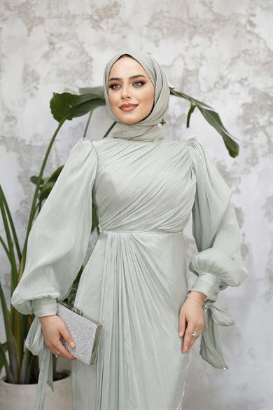 Sinem Taş Detay Abiye - Mint Yeşil