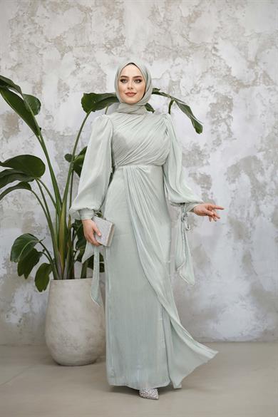 Sinem Taş Detay Abiye - Mint Yeşil