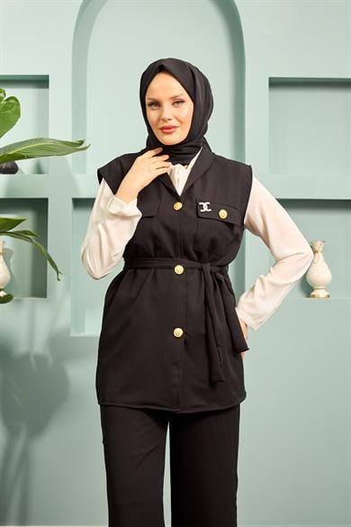 Sinem Vest Set - Black