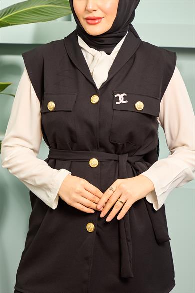 Sinem Vest Set - Black