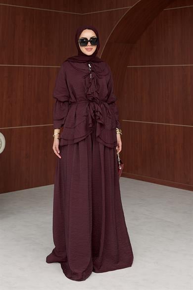Şirin Tensel Pantolon Takım - Bordo