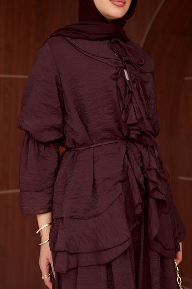 Şirin Tensel Pantolon Takım - Bordo