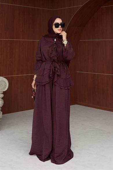 Şirin Tensel Pantolon Takım - Bordo