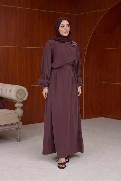 Şirin Toka Detaylı Elbise - Mürdüm