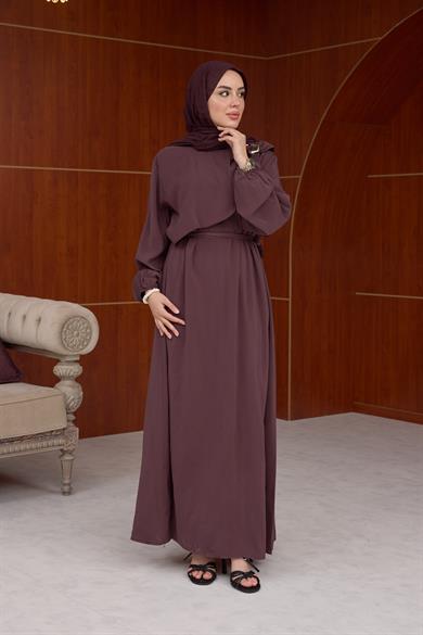 Şirin Toka Detaylı Elbise - Mürdüm