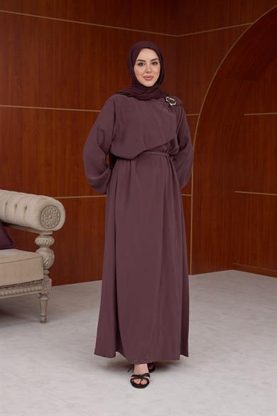 Şirin Toka Detaylı Elbise - Mürdüm