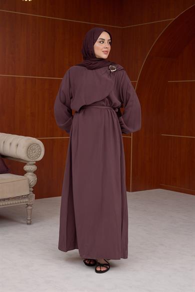 Şirin Toka Detaylı Elbise - Mürdüm