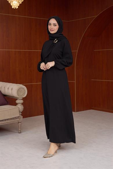 Şirin Toka Detaylı Elbise - Siyah